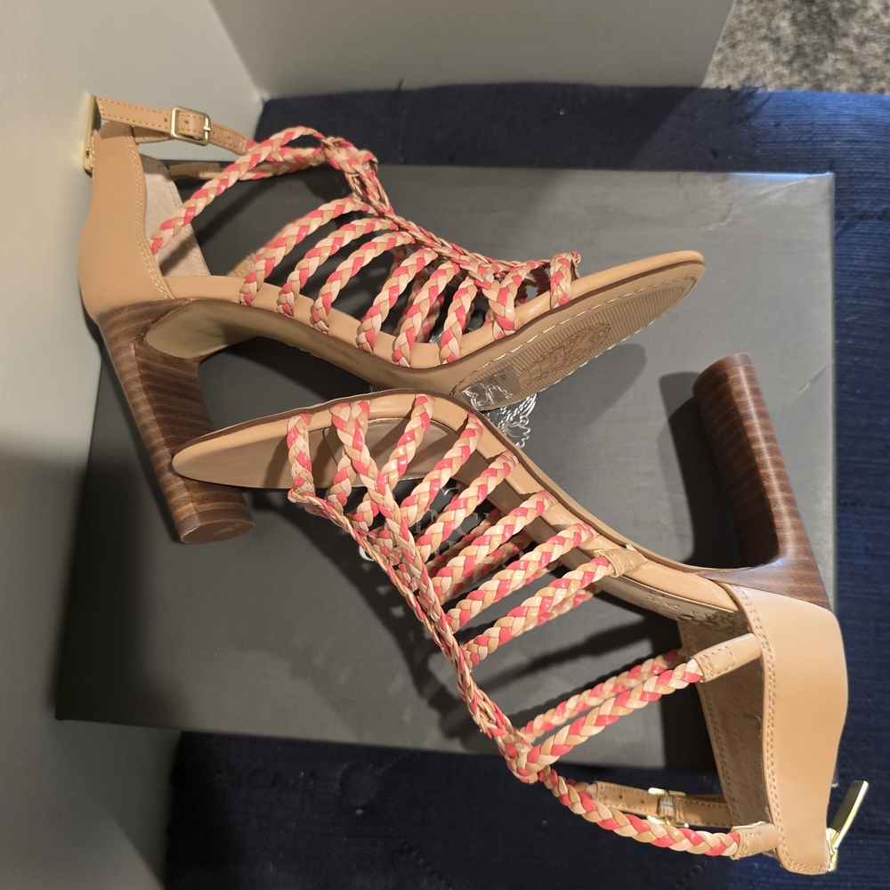 Vince Camuto Women's Tan and Pink Strappy Heels - Picture 6 of 8